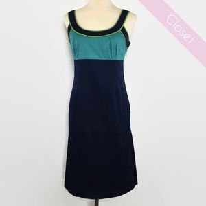 Boden Blue Color Blocked Dress w/Green Trim